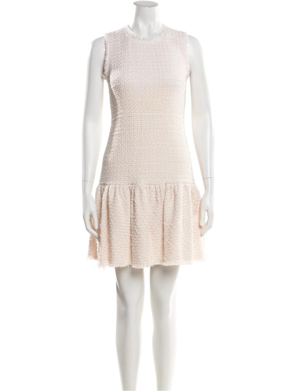 REBECCA TAYLOR SLEEVELESS MULTI-TWEED PINK ROUND NECK DRESS.
